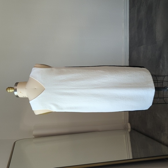 Vince V Neck Colorblock  Shift Dress White Black 12 minimal contemporary preppy - Picture 3 of 9